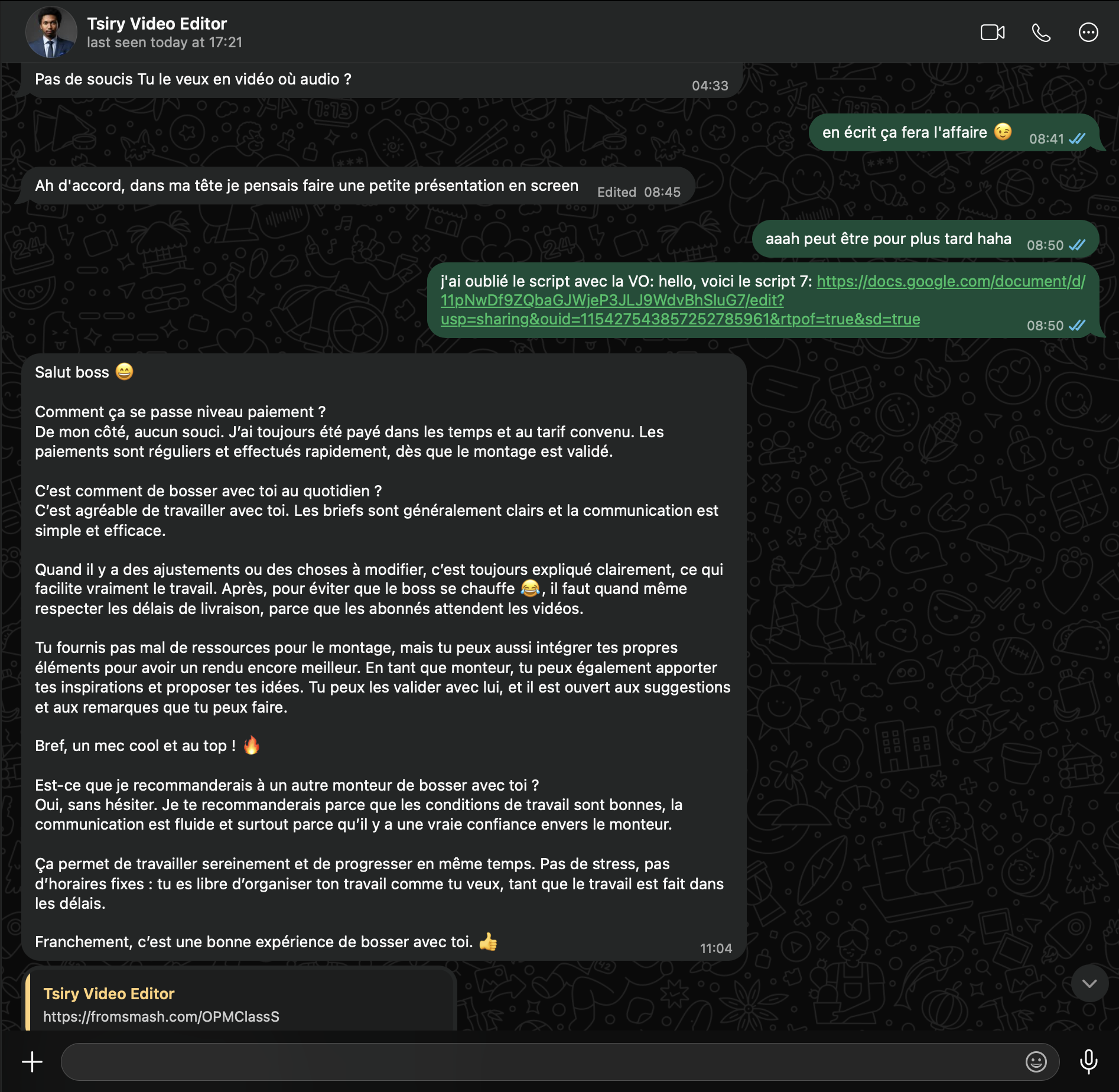 Témoignage WhatsApp 02